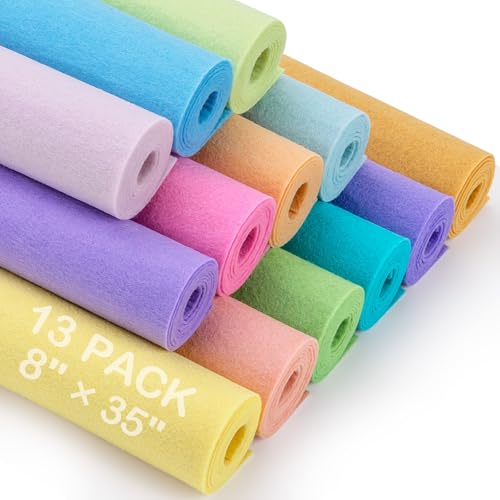MITINU 13 Pcs 8x35 Large Stiff Felt Fabric Sheets 1.2mm Thick Nonwoven Felt for DIY Crafts Patchwork Sewing & Home Decoration Projects (Spring Colorful Assorted Series)