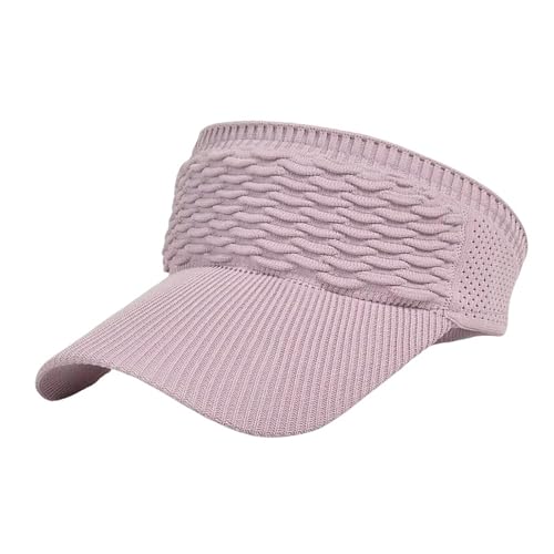 HUBGFEQ Summer Ponytail-Friendly Hollow Visor, Peaked Cap, Guard, Uv-Blocking Sun Hat, Knitted Baseball Cap.-Pink
