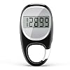 Simple Pedometer for Walking, Accurate Step Tracker with Carabiner, 3D Step Counter for Men Women Seniors - Black