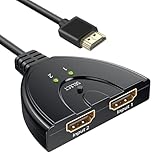 HDMI Switch,HDMI Splitter 2 in 1 Out,Manual HDMI Switcher with Pigtail Cable Supports 4K HDR 3D 1080P HDCP for PS4/PS3, Xbox, Firestick, HDTV, DVD, Blu-ray Player