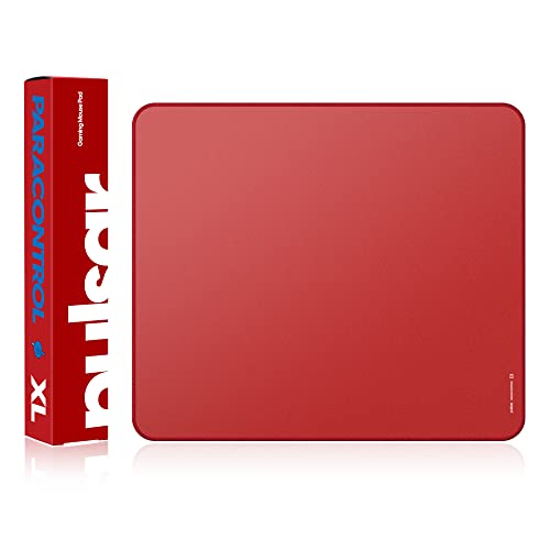 Image of Pulsar - Paracontrol XL (Expanded Size) Esports Level Premium Gaming Mouse Pad v2 - Medium to High Speed Pad Stitched Edge Durable Hybrid Top Surface 16.5 x 19.3 (XL, Red)