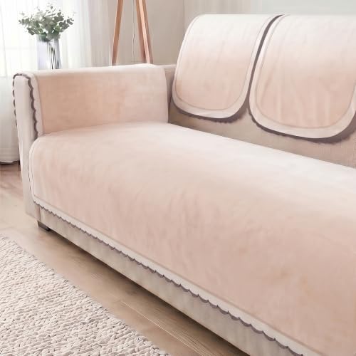 Image of Story@Home Sofa Cover 6 Seater Fully Covered | Sofa Covers 3 Seater and 2 Seater & Single Sofa Cover - 3+2+1 Sofa Set Cover Config | Sofa Mat with Sofa Back Covers & ArmRest Covers - Cotton Candy