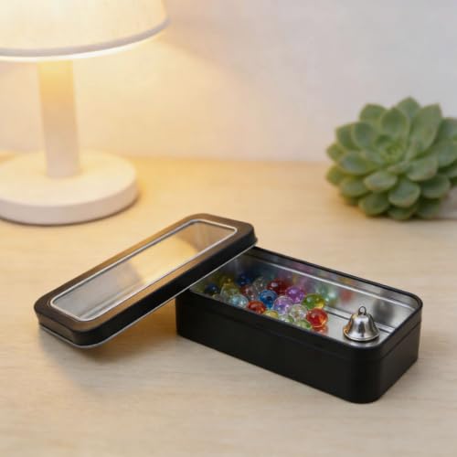 Image of 7 Pieces Rectangular Metal Empty Tins Containers, Black + Clear Window
