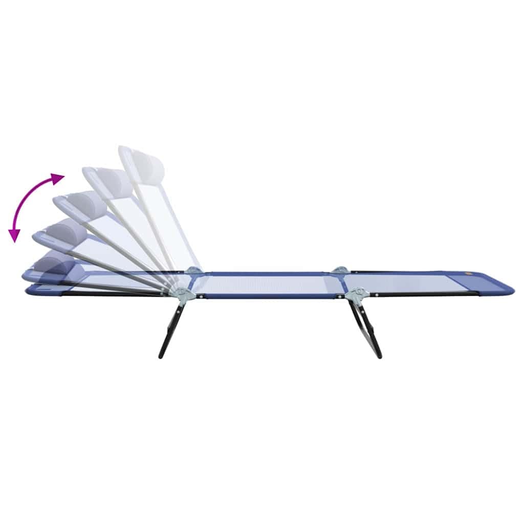 Hothingwell Granatowy składany leżak tekstylny 182x55x85,5 cm | Solidna stalowa rama, regulowane oparcie, kompaktowe składanie, łatwa konserwacja