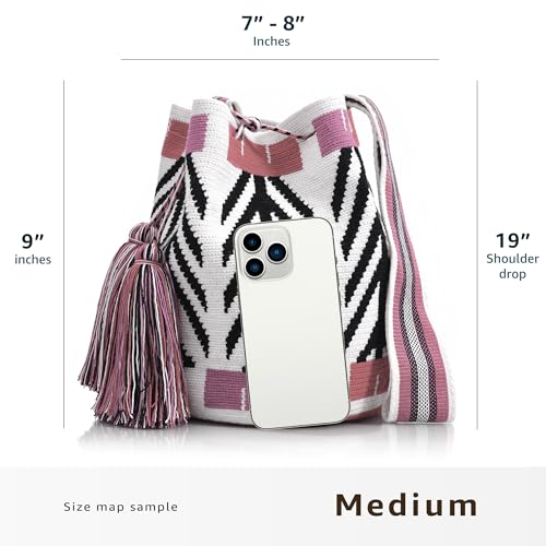 Image of WYOU Designer Collection Wayuu Hand-Woven Macrame Purse, Raffia Handbag, Classy Summer Crossbody Bags for Women, Medium