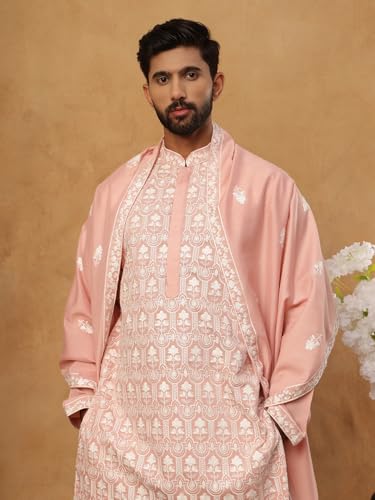 Image of Jompers Silk Blend Embroidered Kurta Pyjama Dupatta Set