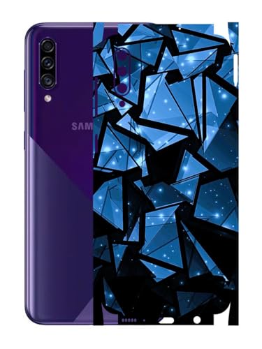 Image of AtOdds - Samsung Galaxy A30s Mobile Back Skin Sticker - Lamination - Rear Screen Guard Protector Film Wrap (Coverage - Back+Camera+Sides) (Design - Blue Crystals)