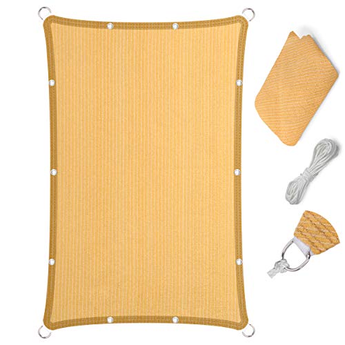 Eden's Decor Straight Flat Edge Sun Shade Sail with Grommets, Pergola Shade Cover Outdoo Sun Shade, Patio Shade, Deck Shade(Wheat, 4' X 5')