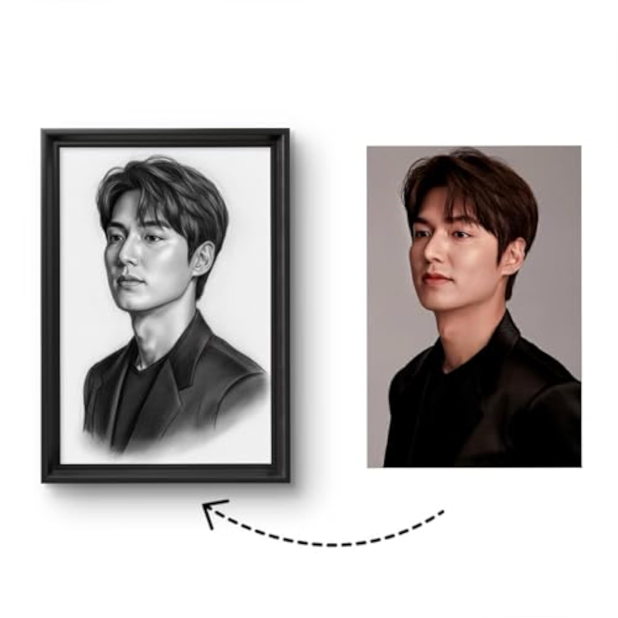 Personalized Digital Handmade Drawing, Framed Wall Art