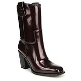 Franco Sarto Womens Valor Square Toe Mid Calf Heeled Boots Bordeaux Patent 8 M