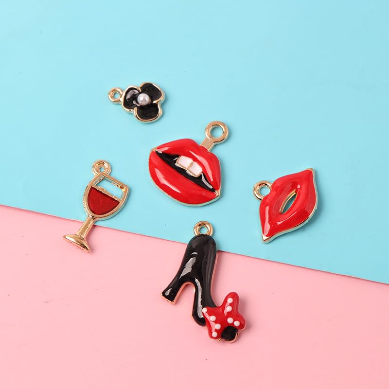 Ximimark 23 pcs Mini Gold Plated Enamel Charms Makeup Fashion Pendant Lipstick Perfume Charm Pendants For DIY Jewelry2