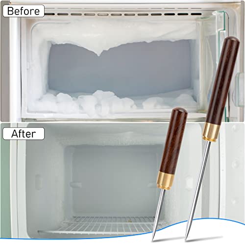 Edelstahl Eispickel Pick Werkzeug Brechen von Eis mit Sicherheit Holzgriff Rutschfest Punch Crusher für Bars Küche Picknicks Camping Restaurant Zuhause Barkeeper 2 Stücke