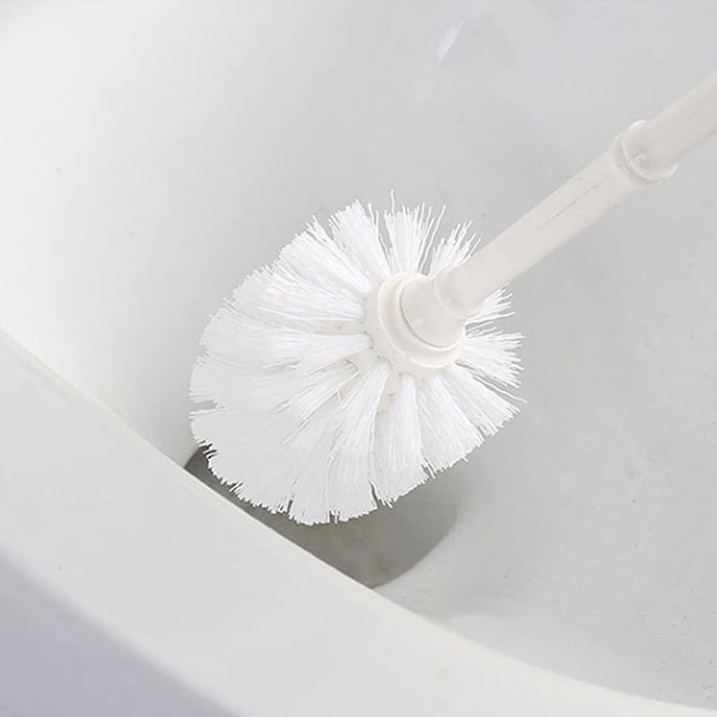 Escobillero de Pared con Mango Largo - Escobillero de plástico con Soporte para una Limpieza fácil del baño - Estropajo Esencial para Mayor higiene y Comodidad (Blanco)