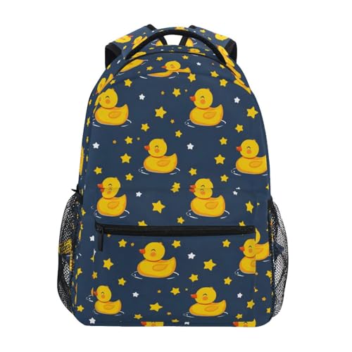 Yellow Cute Duck Star Backpack for School Boys Girls Adults Kids Bookbag Laptop Bag 15L