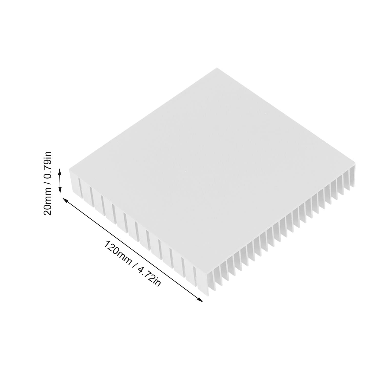 Moduł radiatora, 120 mm x 120 mm x 20 mm, uniwersalny radiator aluminiowy o wysokiej wydajności do płytki drukowanej do tranzystorów (biały)