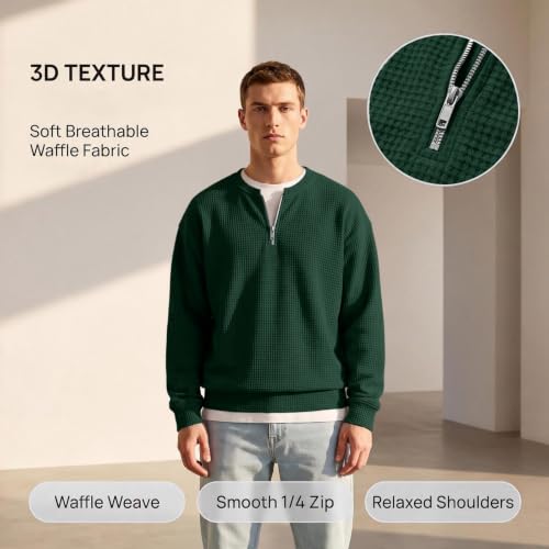 Waffle Shirts for Men Long Sleeve Quarter Zip Fall Y2k Casual Layered Shirt - image 4