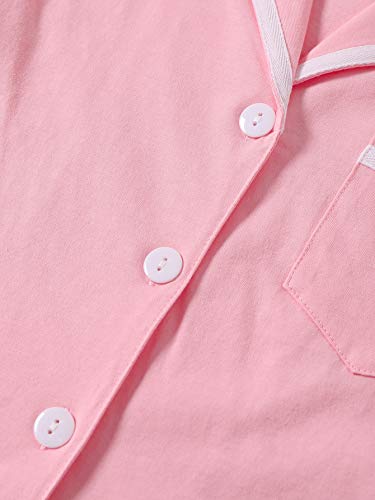 LYANER Women's Cotton Pajamas Set Button Short Sleeve Shirt with Shorts Set PJs Loungewear3