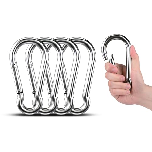 4pcs 7.00 inch Large 304 Stainless Steel Carabiner Clip Hooks Spring Snap