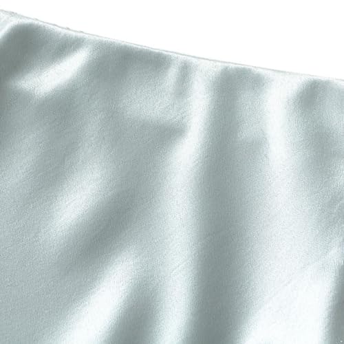 Sywiyi Women's Satin Skirt High Waist Silk Solid Color Plus Size Casual A-line Midi Lace Trim Fishtail Skirts2