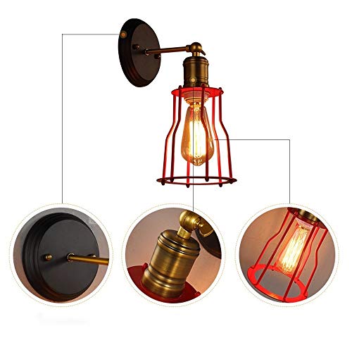 Lampe à bras oscillant industrielle cage fer luminaire mural rétro