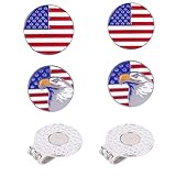 Fukaisu 6pcs Golf Ball Markers with Hat Clips Set, Detachable 4 Golf Ball Markers and 2 Magnetic Hat Clips Perfect On-Course Accessories for Men Women Golfer