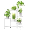 KMOTASUO 5 Tier Metal Plant Stand Indoor Outdoor, Foldable Corner Tall Plant Stands for Plants Multiple, Tiered Plant Shelf Flower Pot Holder Display Rack for Patio Garden Balcony Living Room