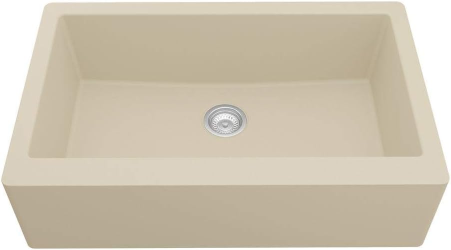 Karran 34" Farmhouse/Apron Front Quartz Composite Single Bowl Kitchen Sink in Bisque
