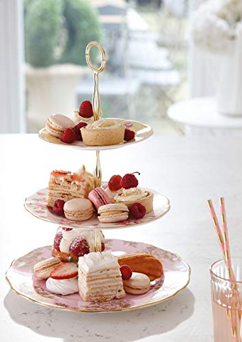 Royal Albert 100 Years Three-Tier (Bouquet, Blush & Golden Rose) Cake Stand, 13.8", Multi #TOP2