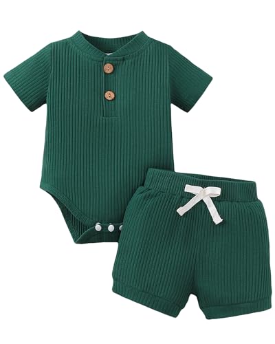 Image of Jecson Newborn Boy Clothes Baby Boy Outfits Set Baby Boy Summer Clothes Soft Cotton Short Sleeve Top and Shorts for 0-18M