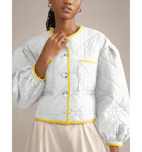 UATKIMI Women’s Lightweight White Quilted Jacket – Cozy Cardigan for All Seasons, XS Size - Image 3