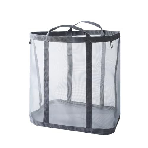 ランドリーバッグ 折りたたみ 折りたたみ洗濯カゴ メッシュバッグ ランドリーバッグ 大容量 洗濯ネット 洗濯物入れおもちゃ収納 旅行 家庭用 (ライトグレー)