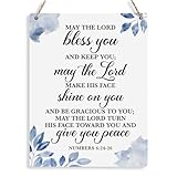 May The Lord Bless You Numbers 6:24-26 Inspirational Decor Christian Gifts Bible Verse Wall Art Scripture Wooden Hanging Sign for Modern Home Office Bathroom Bedroom Wall Art Decoration 8x10 Inches