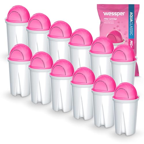 Wessper Classic Wasserfilter Kartuschen mit Magnesium | Ersatz für Aquaphor Standard, Brita Classic, Dafi Classic Filterkartusche | Reduziert Kalk und Chlor | Reineres Wasser | Pack 12