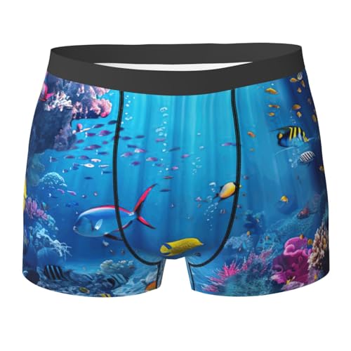 yyunbmr Cool Funny Boxer Briefs for Men Humorous Trunks 3D Cut Underwear Mens Fashion Shorts Colorful Ocean Theme Print, Black, Small