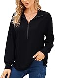 Clearlove Sudadera de manga larga para mujer con cremallera 1/2, M