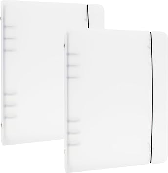 A5 Notebook Photocard Binder, Transparent Loose Leaf Personal Organizer Binder Cover 6 Budget Binder Ring Planner with Elastic String 2 Pack - Hard