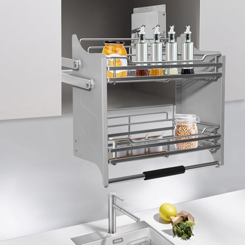 HAPPCUCOE Pull Down Shelf Organizer for Upper Kitchen...