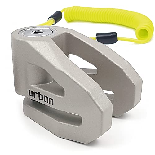 Urban UR208T Candado Moto Disco, ø10mm, Diseño Más Ligero y Robusto, Seguridad Compacta y Eficaz, Fácil Bloqueo, Cable Recordatorio, Antirrobo Bloqueo Pinza Disco Freno Bicicleta, Patinete Electrico