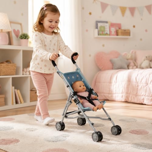 Bayer Chic 2000 Puppenbuggy Roma | Kompakter Puppenwagen Sternchen Türkis – Ansicht 4