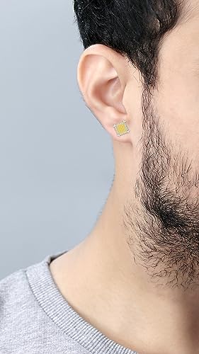 Dazzlingrock Collection 0.40 Carat (Ctw) Round Yellow & White Diamond Hip Hop Dice Mens Stud Earrings In 925 Sterling Silver In Screw Back #TOP1