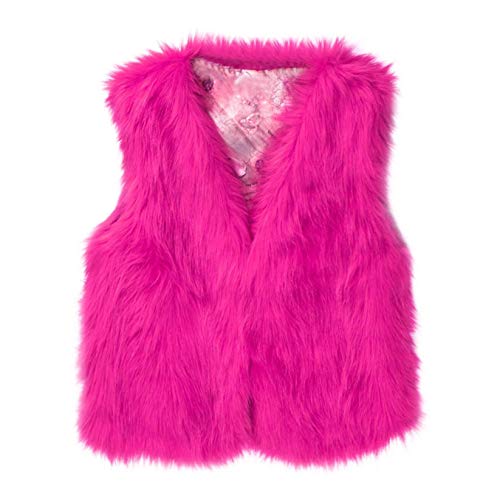OutTop Women Fur Vest Waistcoat Trendy Faux Fur Winter Warm Floral Sleeveless Jacket Fluffy Shawl Lightweight Coat (Pink, M)