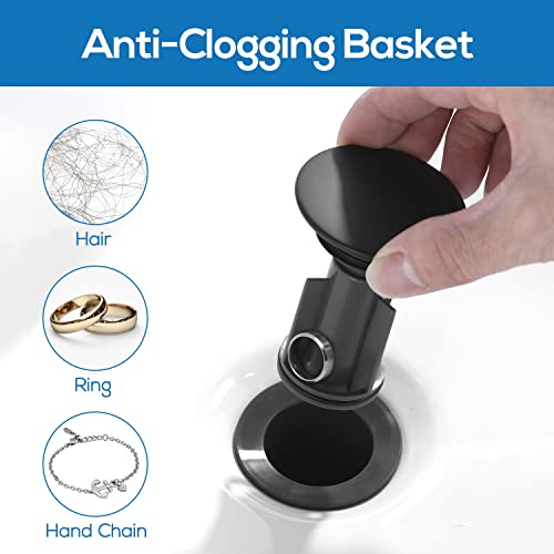 Pop Up Bathroom Sink Drain With Overflow Matte Black Pop Up Drain Stopper Vessel Sink Lavatory Vanity Anti Clog Leak Proofing #TOP4