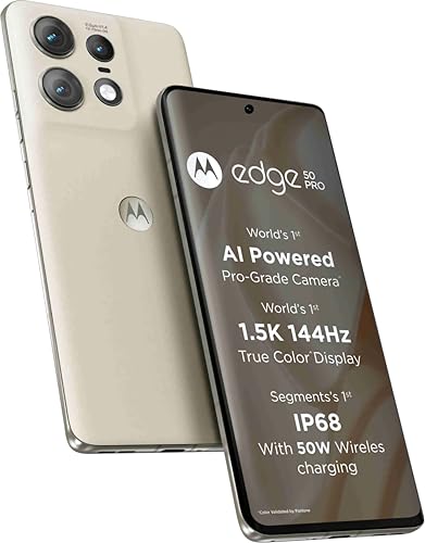 Image of MOTOROLA Edge 50 Pro 5G With 125W Charger (Vanilla Cream, 12GB RAM, 256GB Storage) | 24GB RAM Boost | 50MP+13MP+10MP | 50MP Front Camera | 125W TurboPower Charging | IP68 Waterproof
