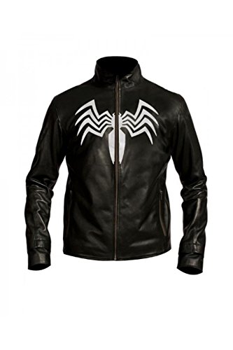Mens Club Fashion Spider Man Leather Jacket Black