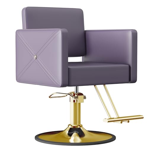 Image of LOUVIXA Barber Chairs for Hair Stylist, Height Adjustable Hydraulic Salon Chair, 360 Degrees Rotation, Multi-Function Shampoo Chair for Salon Home Barbershop (Purple)
