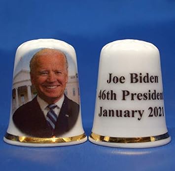 Porcelain China Collectible Thimble - Joe Biden 46th President Box