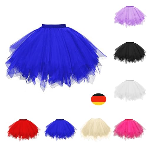 Tüllrock Blau Damen Tütü Petticoat, Karneval Kostüm Damen Tüllrock 50er Rockabilly Petticoat Retro Tutu Ballet Cosplay Prom Abendkleider Anlass