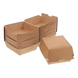 INOOMP 30 Burgerboxen aus Lebensmittelechtem, Fettabweisendem Kraftpapier zum Mitnehmen für Sandwiches, Gebäck Und Snacks, Picknicks Und Partys
