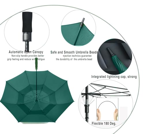 Image of Golf Umbrella Large 62 /68 /72 Inch, Extra Large Oversize Double Canopy Vented Windproof Waterproof Umbrella, Automatic Open Golf Umbrella for Men and Women and Family