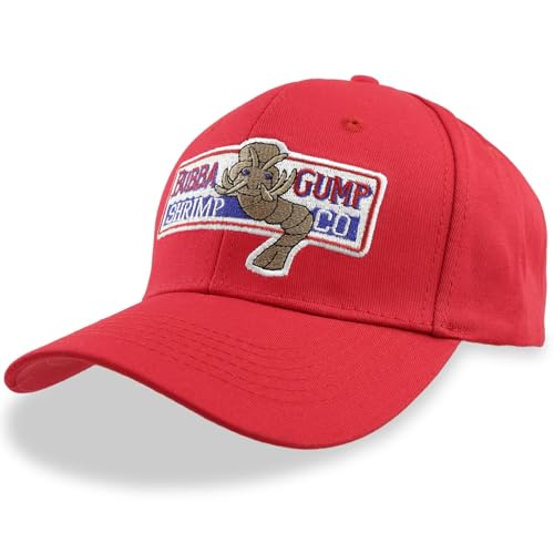 Bubba Gump Baseball Cap Adjustable Shrimp Co. Embroidered Forest Gump Costume Hats Dad Hat Halloween Cosplay Costume (Red)